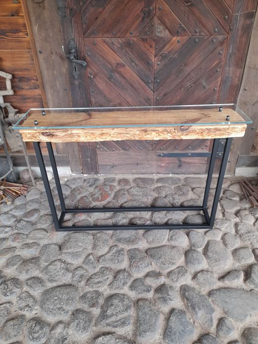 Konsola loft szkło metal.