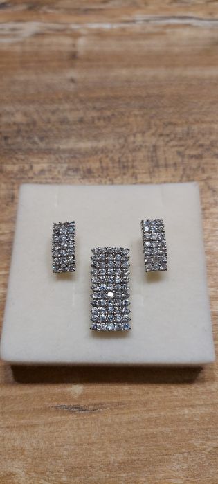 Zestaw biżuterii z cyrkoniami prostokąty