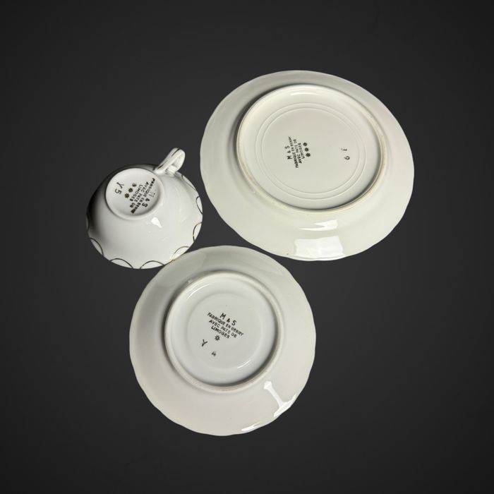 Zestaw śniadaniowy trio Limoges kwiaty złocenia B4/083111