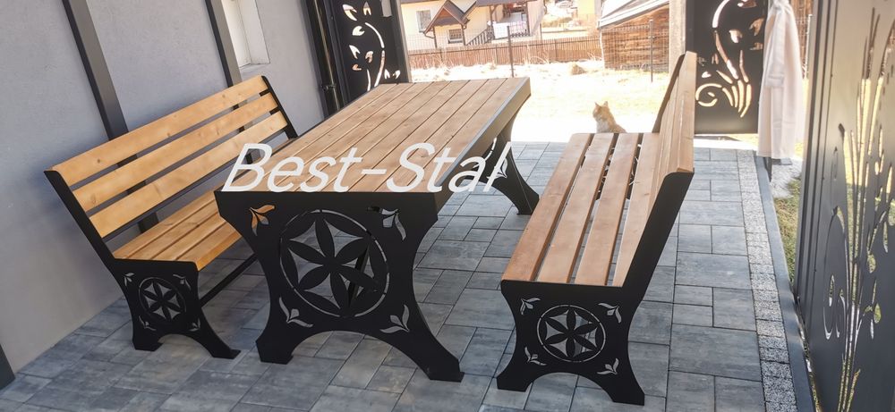 Meble tarasowe ogrodowe metalowe stalaż