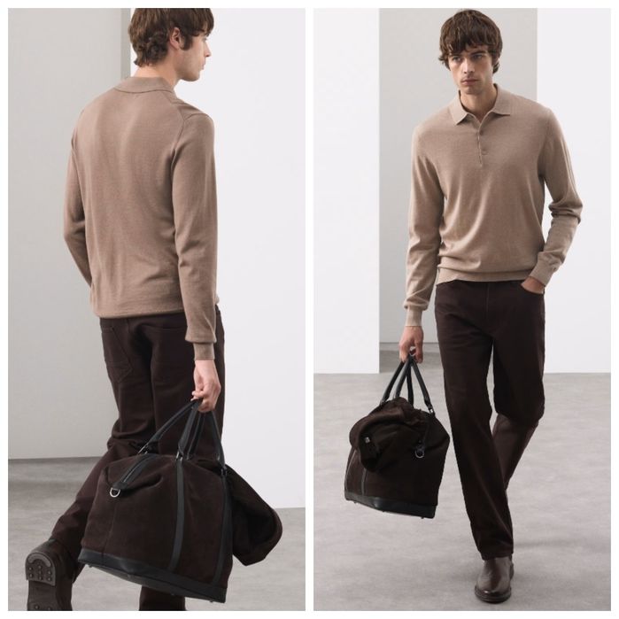AUTOGRAPH M-L premium sweter 100% MERINO WOOL ciemny beż