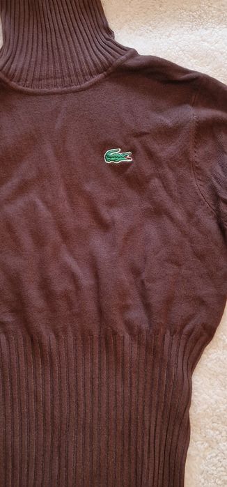 Sweter Golf  damski brązowy wiskozowy Lacoste M