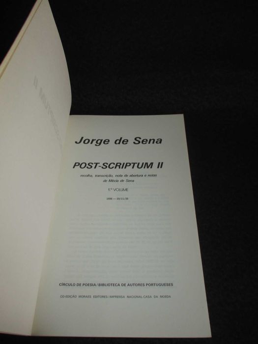 Livros Post-Scriptum II Jorge de Sena 2 Volumes - Completo