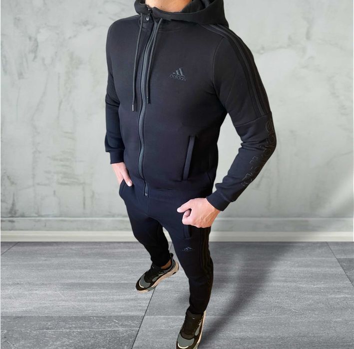 Теплий спортивний чоловічий костюм Adidas з капюшоном