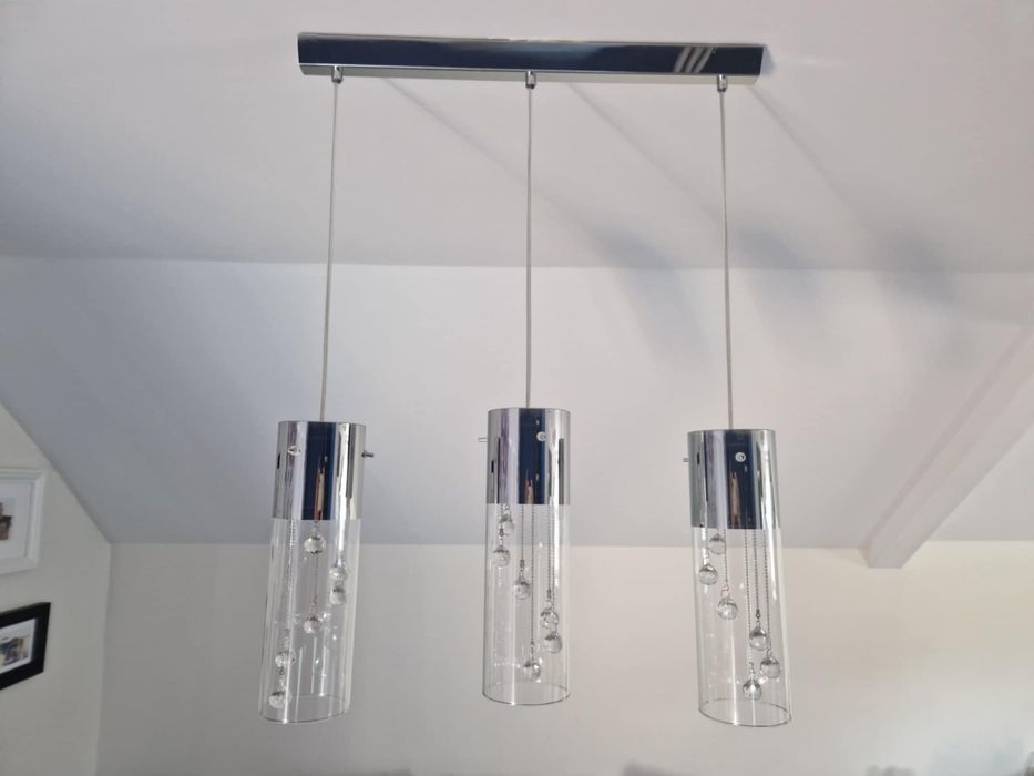 Lampa wisząca szklana z kryształkami