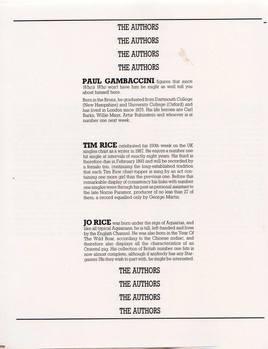 Guinness Book of Number One Hits - Tim & Jo Rice + Paul Gambaccini (1982)