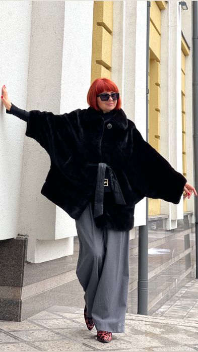 Шуба норкова NAFA номерна кімоно 85 см оверсайз 46-56