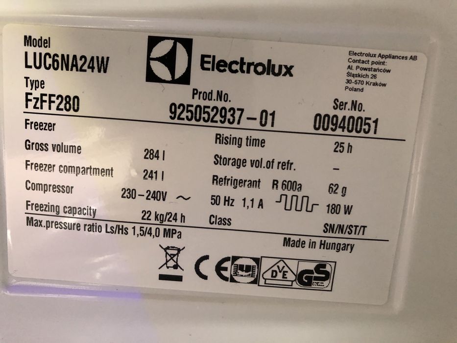 Zamrażarka Elektrolux