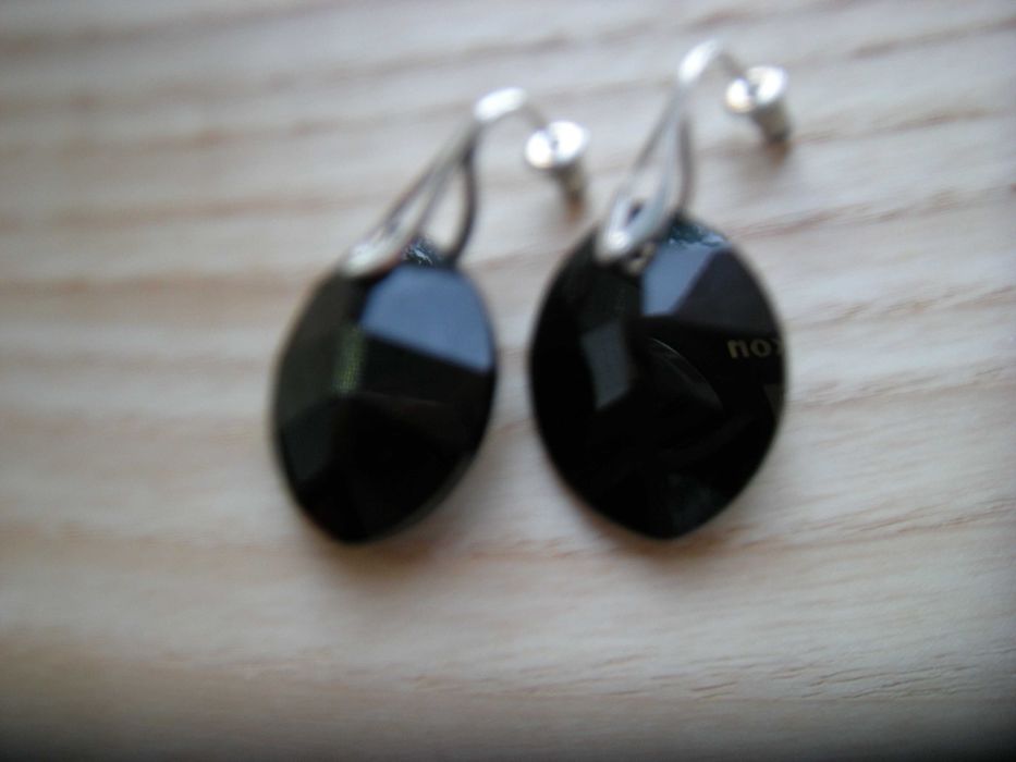 kolczyki 3,4cm sztyft kryształy owale 23mm czarne Swarovski