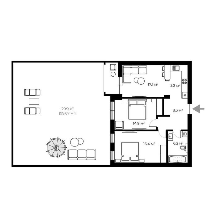 2-rooms apartment apartment by the address st. Petefi Shandora pl (area 96,8 m²) - Atlanta.ua - photo 18