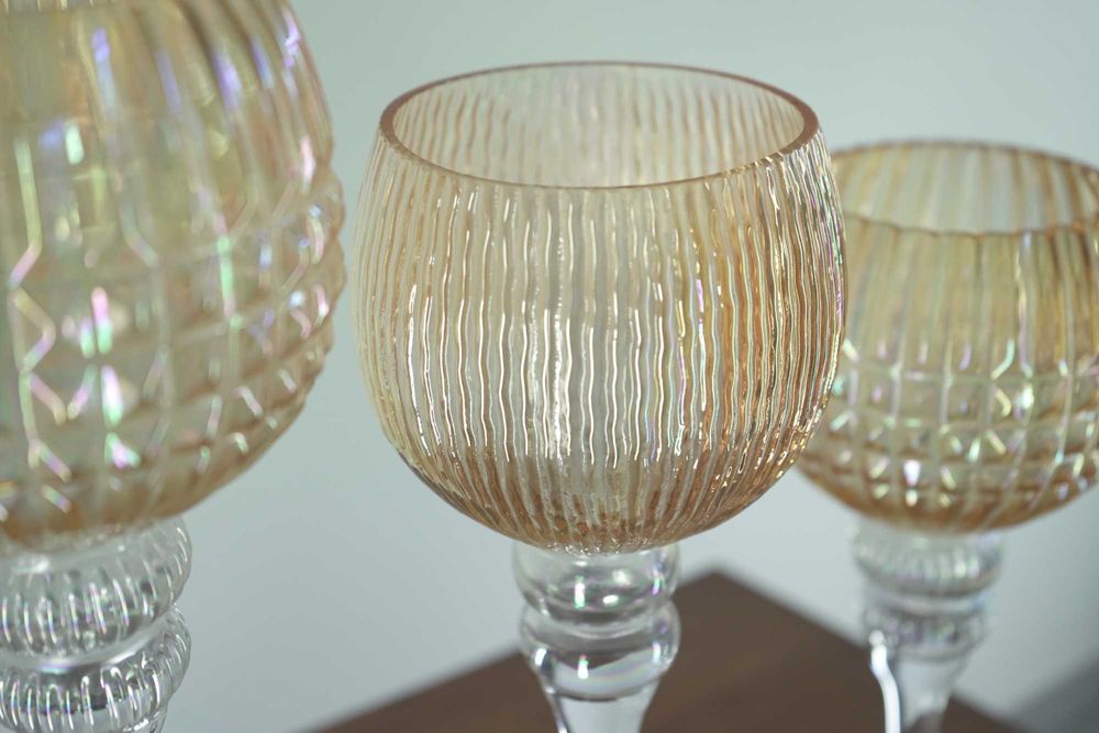 3 Castiçais em Vidro