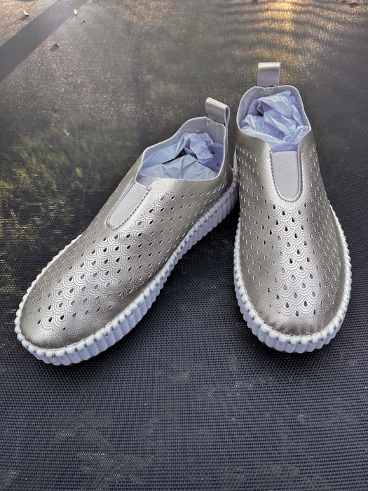 Buty makasiny - złote i białe 38