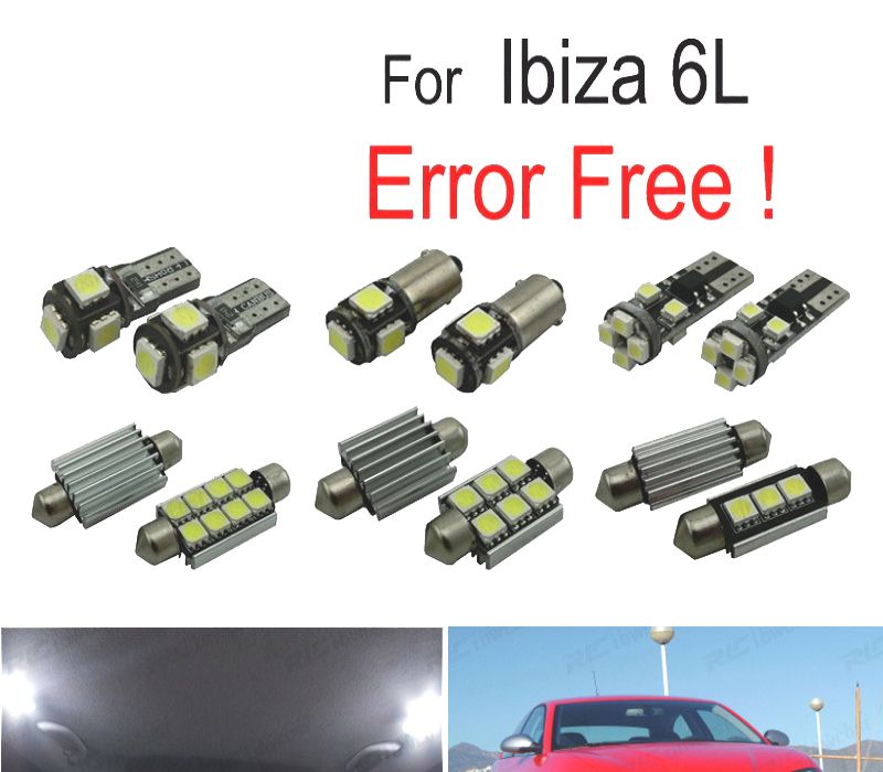 KIT COMPLETO 8 LAMPADAS LED INTERIOR LUZ DE LEITURA PARA SEAT IBIZA IV MK4 6L 02-08