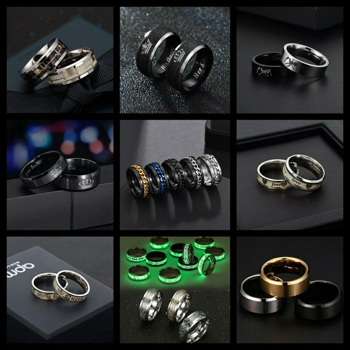 Різновиди титанових кілець + коробочка у подарунок