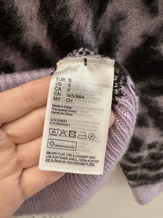 H&M sweter sweterek z włosami fioletowo-czarny S