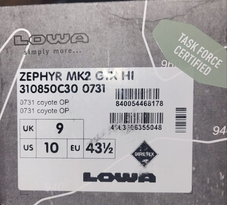 Ботинки Lowa Zephyr mk2 gtx hi.  43розмер