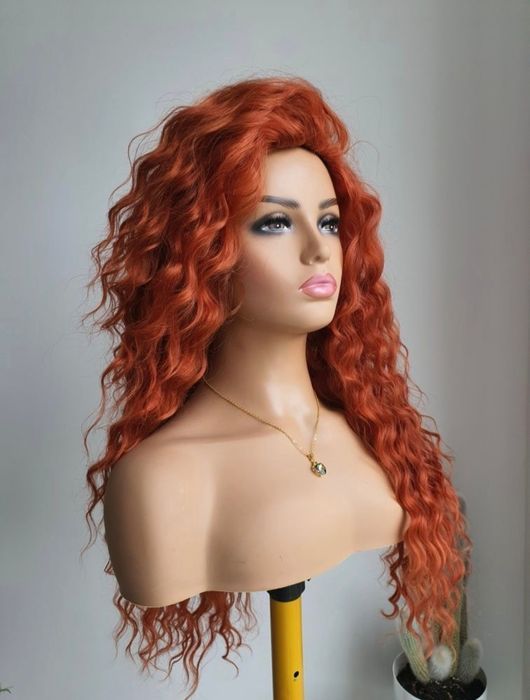 Zjawiskowa piękna długa peruka fale loki ruda Shakira