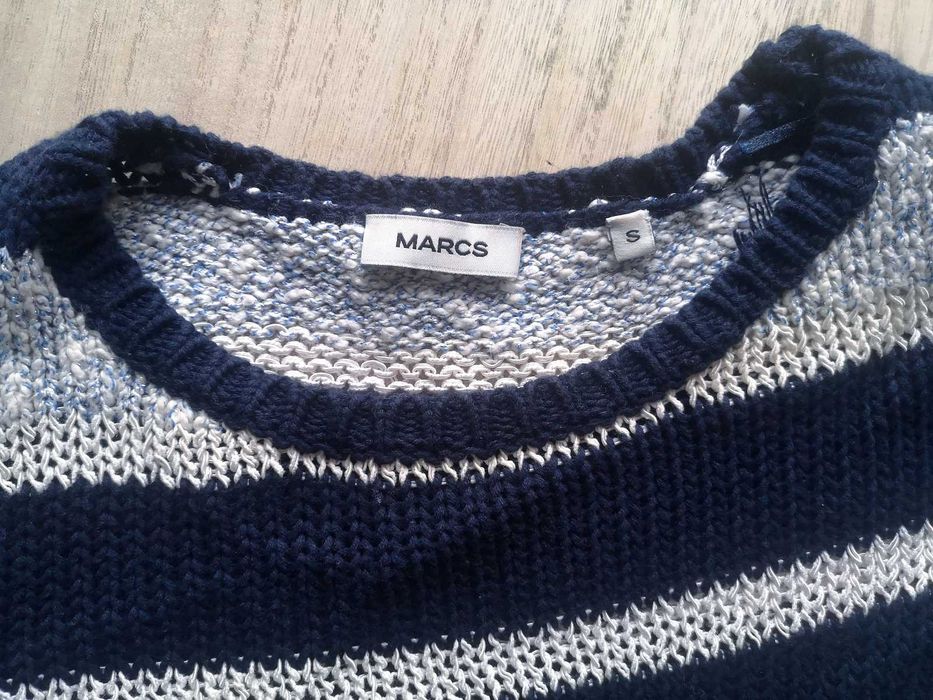 Sweter w paski Marcs 36 S pasiasty sweterek granatowy niebieski biały