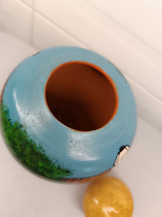 Pote Barro. Pintado à mão. 19 cm. Novo
