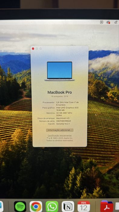 Mac Book Pro Retina 16 polegadas 2021 i7 32gb RAM + 500gb Memória