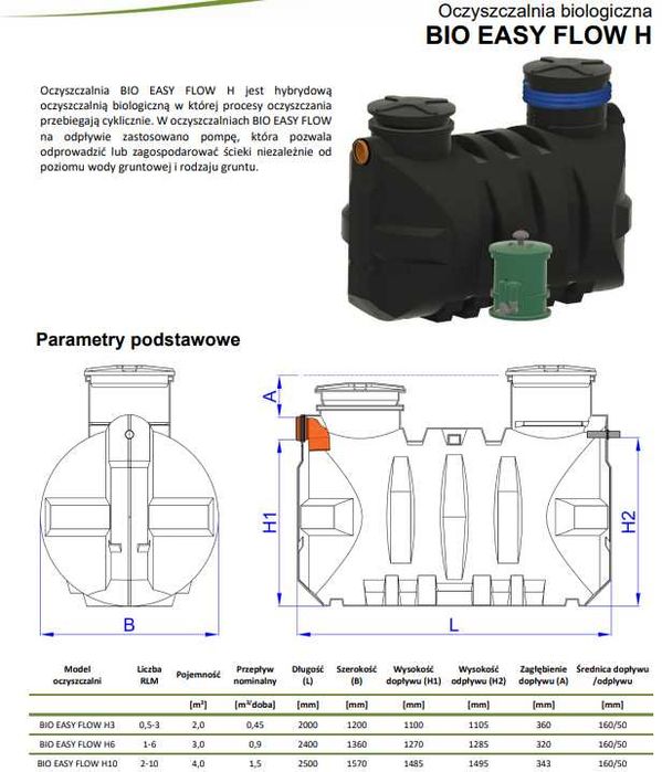Oczyszczalnia Biologiczna BIO EASY FLOW H 10 os