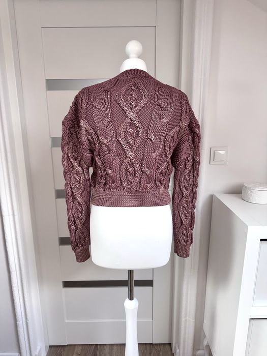 Sweter zara splot warkocze metaliczny nowy