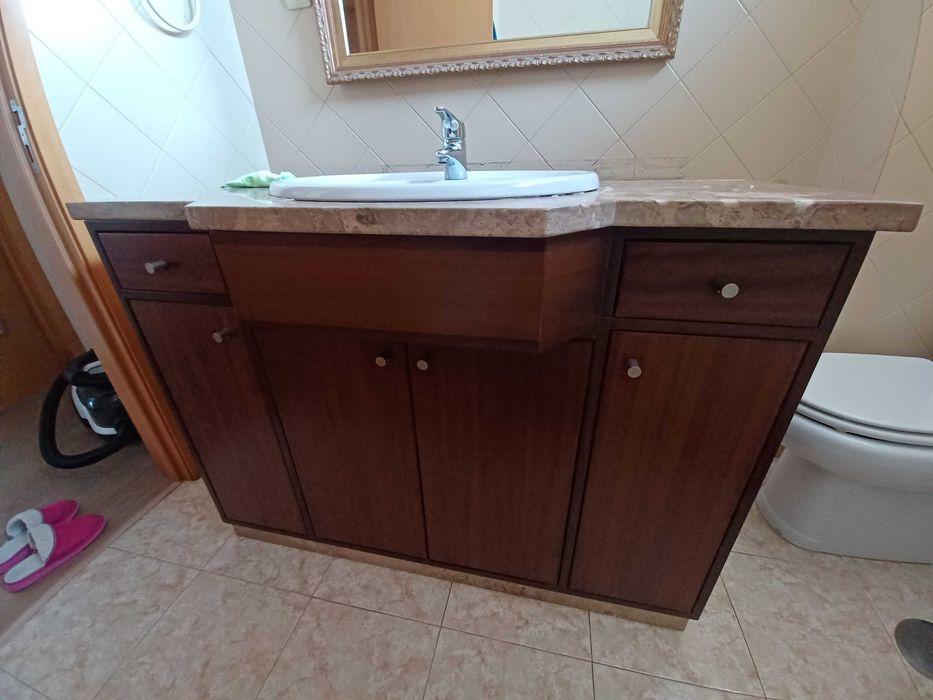 Móvel WC 120 cm + bancada em mármore