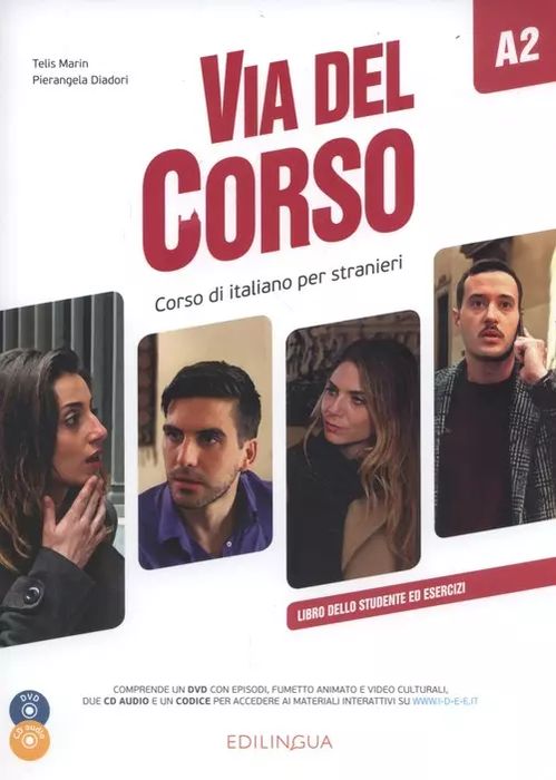 Via del Corso A2 Libro dello studente ed esercizi + 2 CD + DVD. edilingua. Nowy Produkt