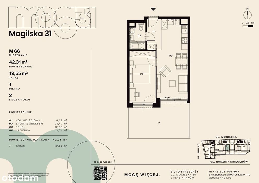 2-pokojowe mieszkanie 42m2 + taras Bez Pośredników