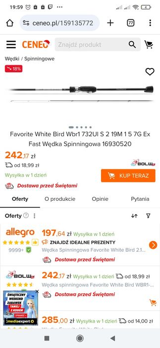 Sprzedam wędke spinningową z kołowrotkiem