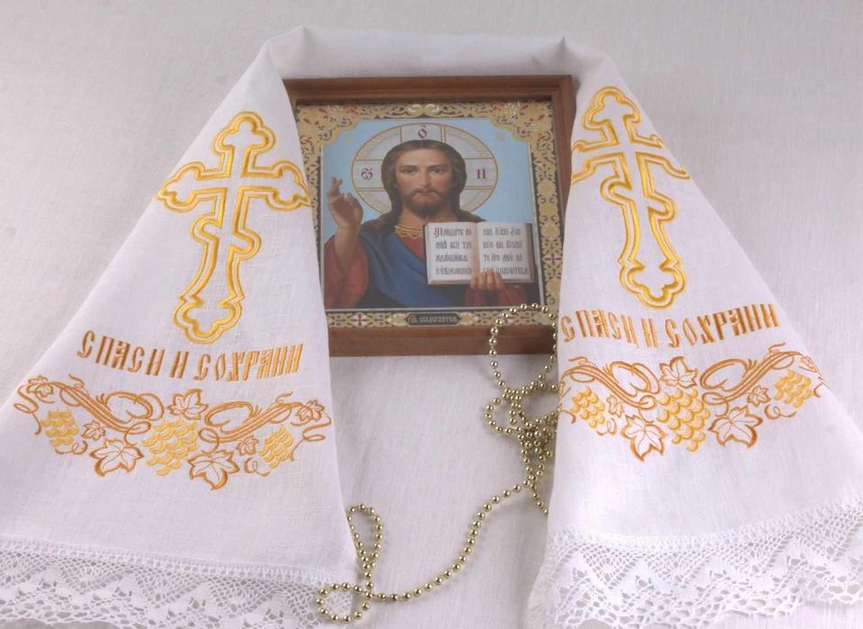 Bieżnik na ikonę, ślub prawosławny, cerkiew.