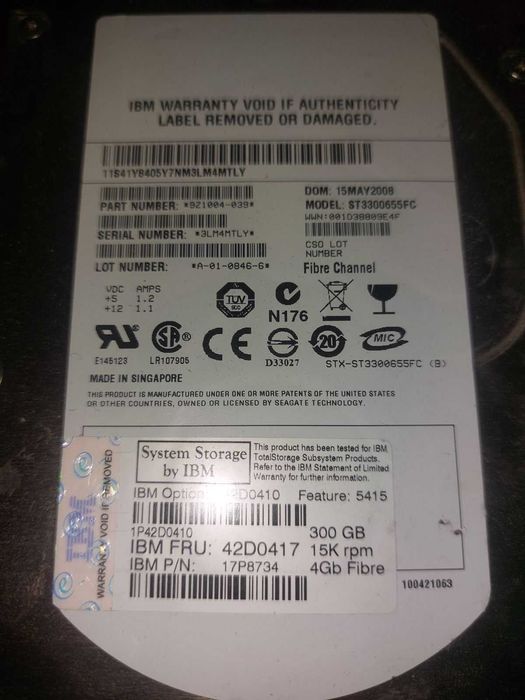 3.5" Seagate st3300655fc 300gb fibre channel 4gb/s 15000rpm 8Mb