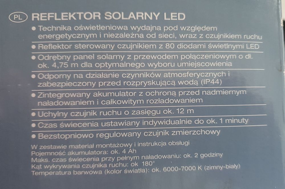 Lampa led livarno czujnik ruchu solar