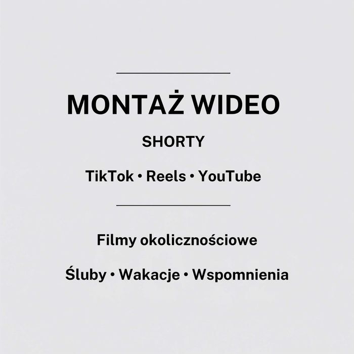 Montaż wideo TikTok, Reels, YouTube i filmy okolicznościowe | Premiere Pro