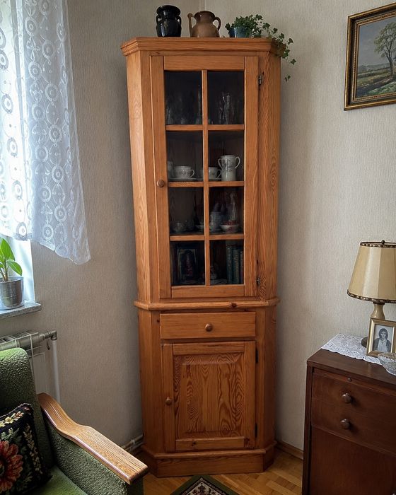 Regał narożny drewniany