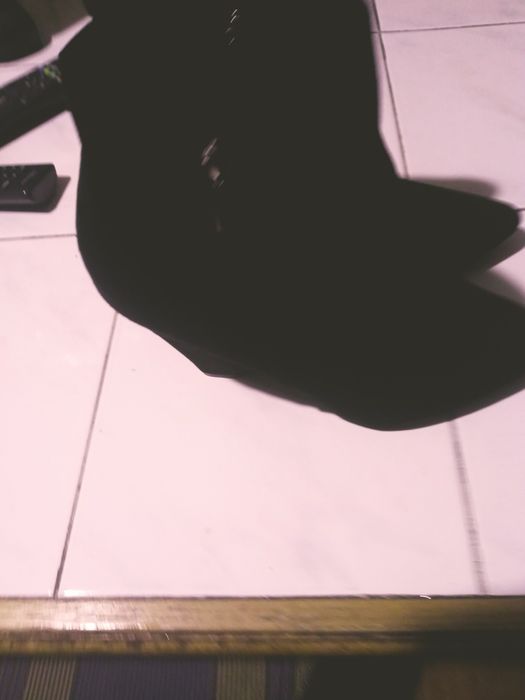 Botki czarne 38 zamsz obcas trapezowy