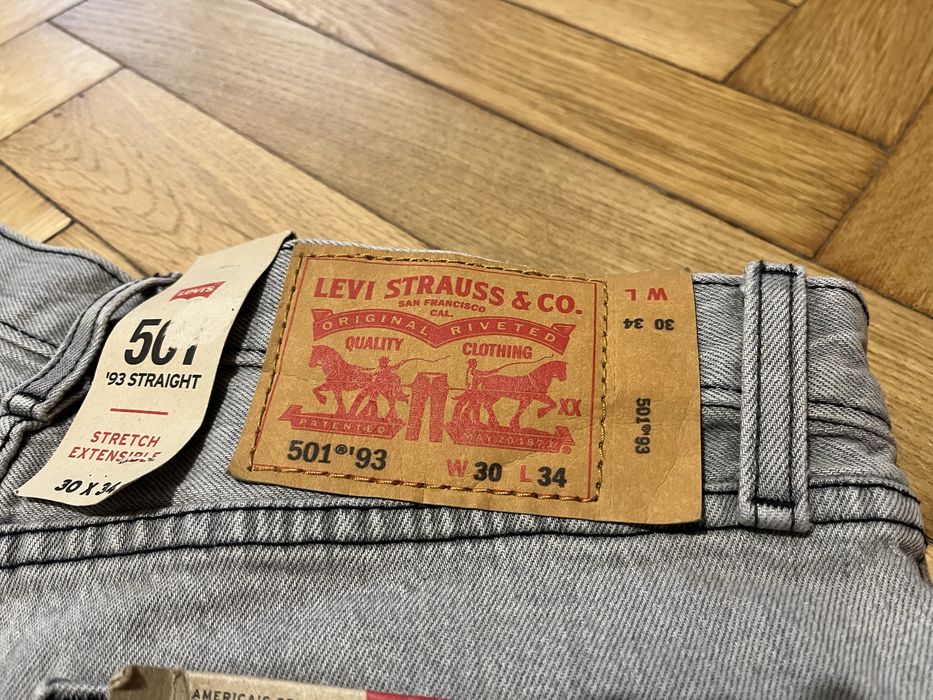 Levi’s 501 ‘93 W30 L34 nowe z metką szare jeansy