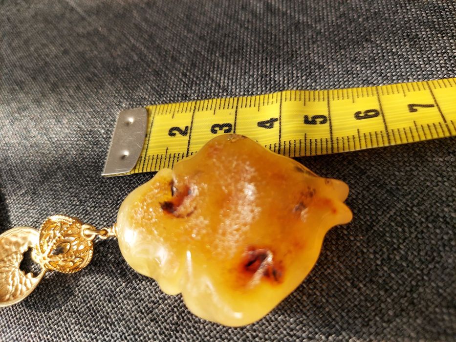 Naszyjnik bursztyn blue topaz kamienie srebro 925 złocone