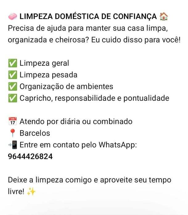 Limpeza doméstica de confiança