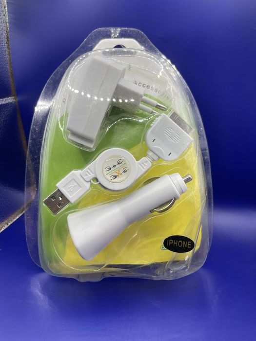 Zestaw 3w1 do iPhone ładowarka sieciowa samochodowa kabel USB