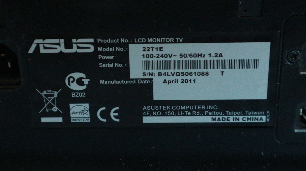 Monitor/telewizor Asus z pilotem i zasilaczem