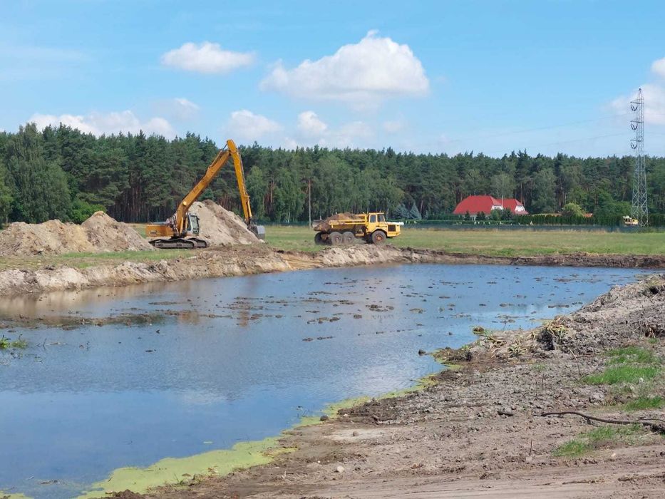 Usługi koparką long 17,5m, roboty ziemne, czyszczenie stawów