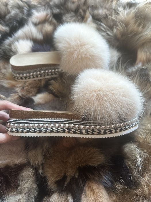Klapki z futerkiem z lisa lis 39