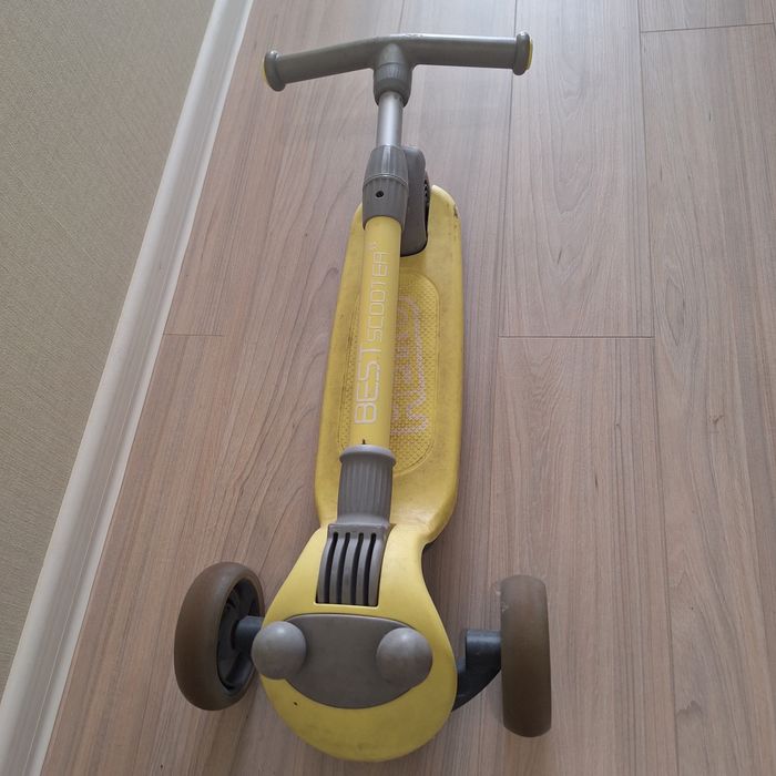 Дитячий триколісний самокат Best Scooter D-0449 зі складним кермом, Жовтий