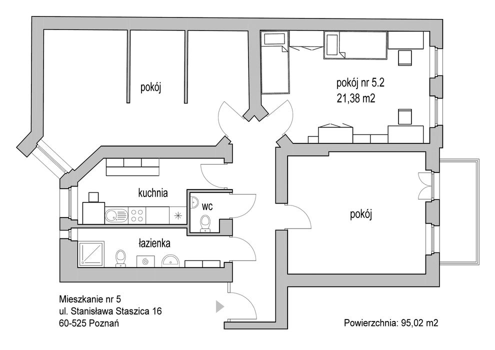 Duży i jasny dwuosobowy pokój w mieszkaniu studenckim w centrum Jeżyc, czynsz: 600 zł/osobę + media ≈ 220-320 zł/osobę - Więcej