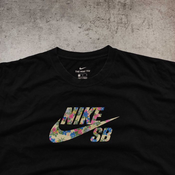MĘSKA Koszulka Bawełna PREMIUM Czarna Duże Logo Nadruk Multicolor Nike