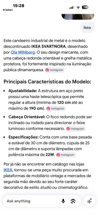 Candeeiro industrial Ikea