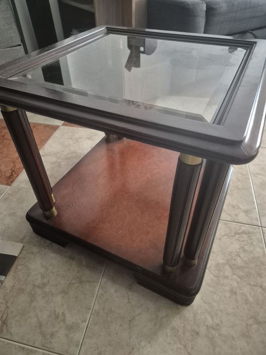 Mesa de Apoio em Madeira e Vidro