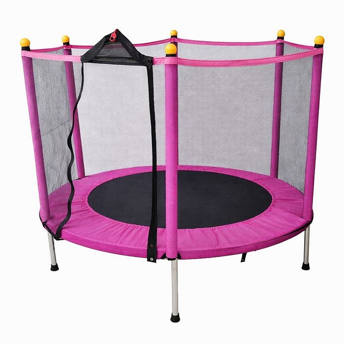 Батут дитячий Fitonix 140 см посилений із захисною сіткою. Рожевий.