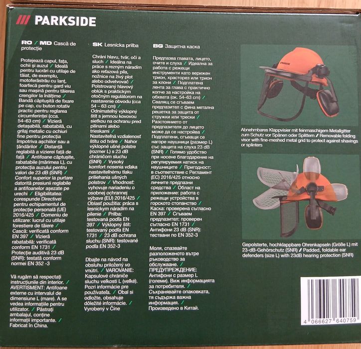 Parkside kask ochronny z przyłbicą i słuchawkami